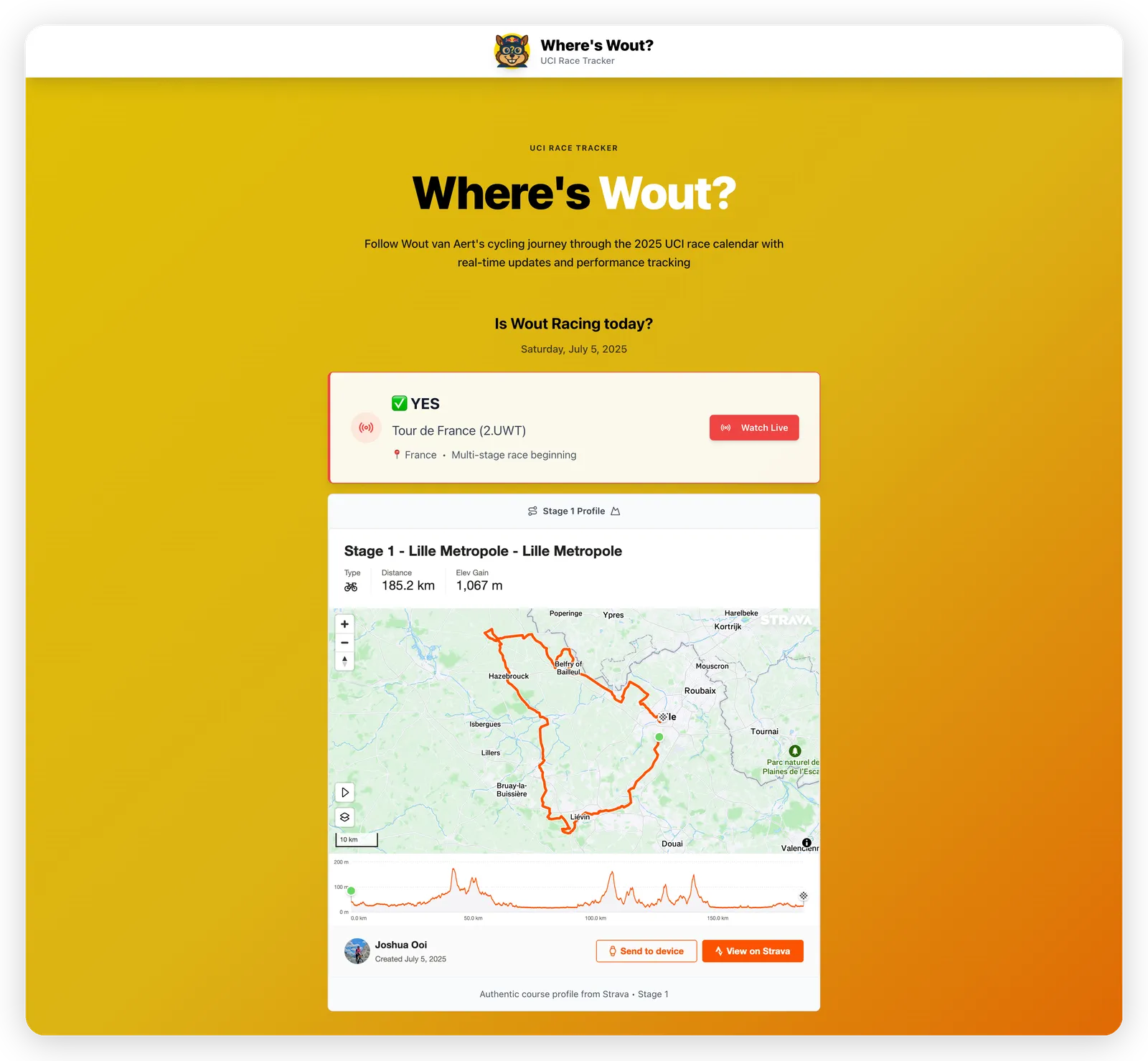 Desktop view during Tour de France